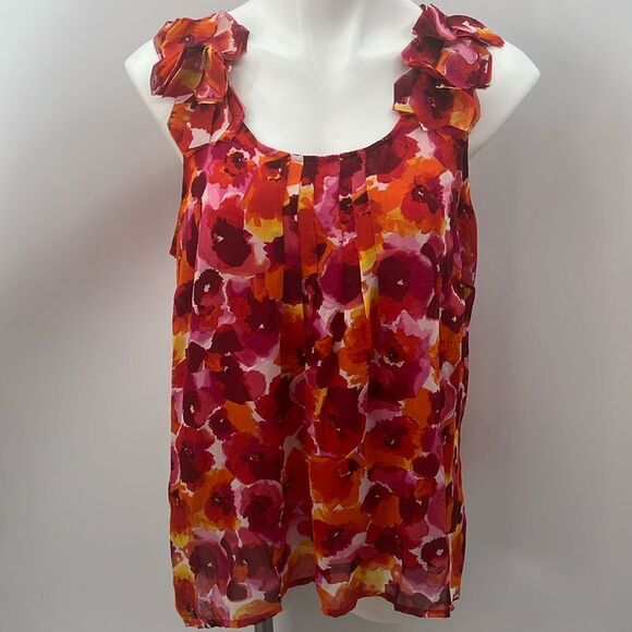 Cynthia Rowley large floral print bold color racerback tank - Picture 1 of 6
